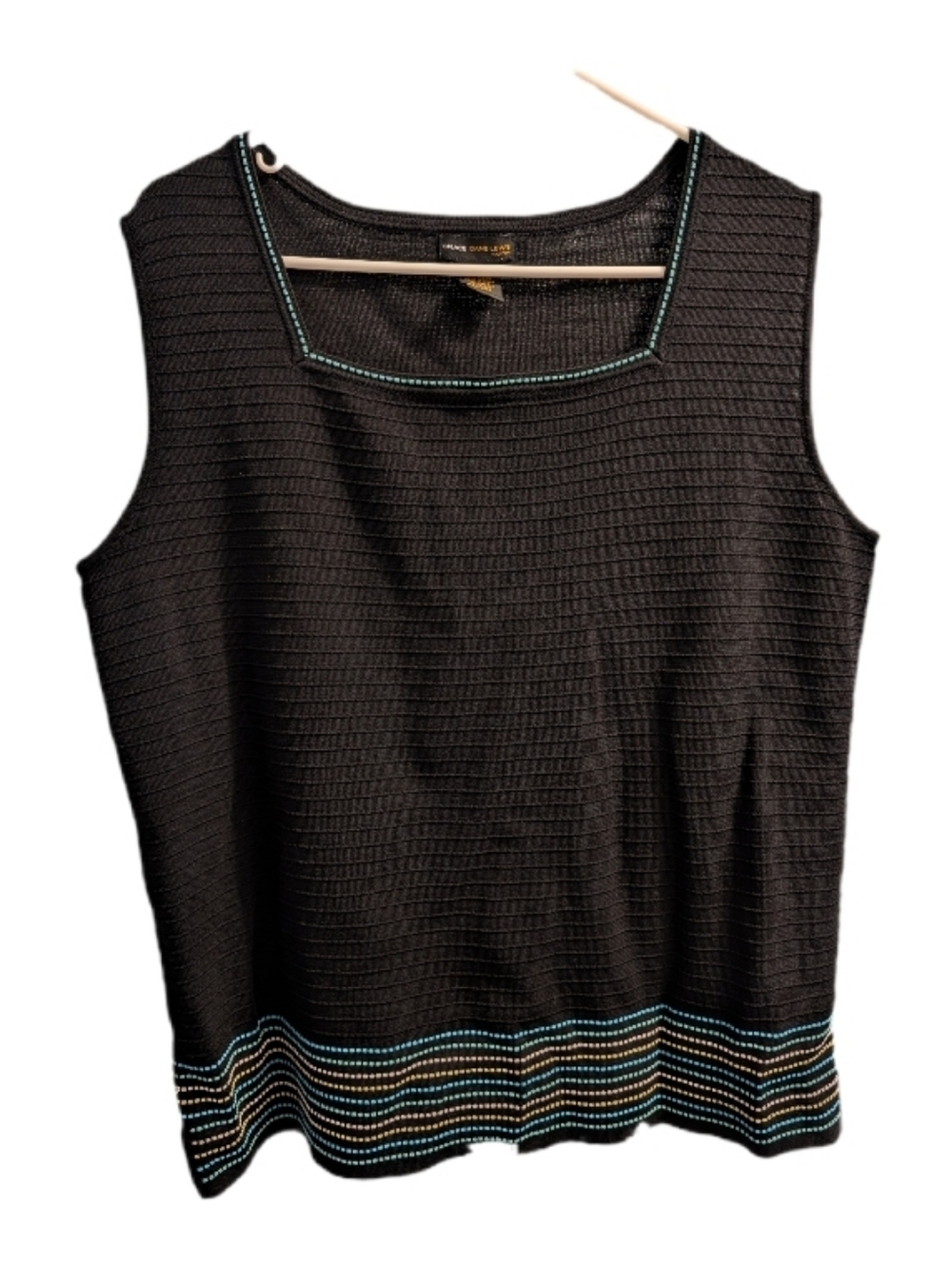 Grace Dane Lewis Black Sleeveless Embellished Textured Top 2X
